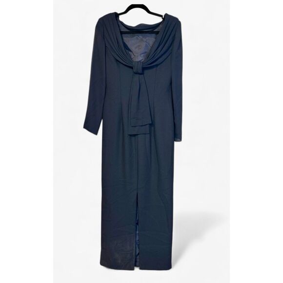 Harbor Nites Midnight Blue Formal Dress Drape Back Sz. 6 Occasion - Picture 5 of 7